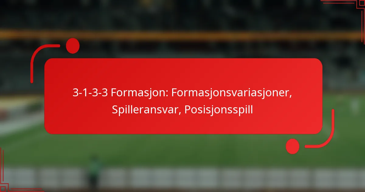 3-1-3-3 Formasjon: Formasjonsvariasjoner, Spilleransvar, Posisjonsspill