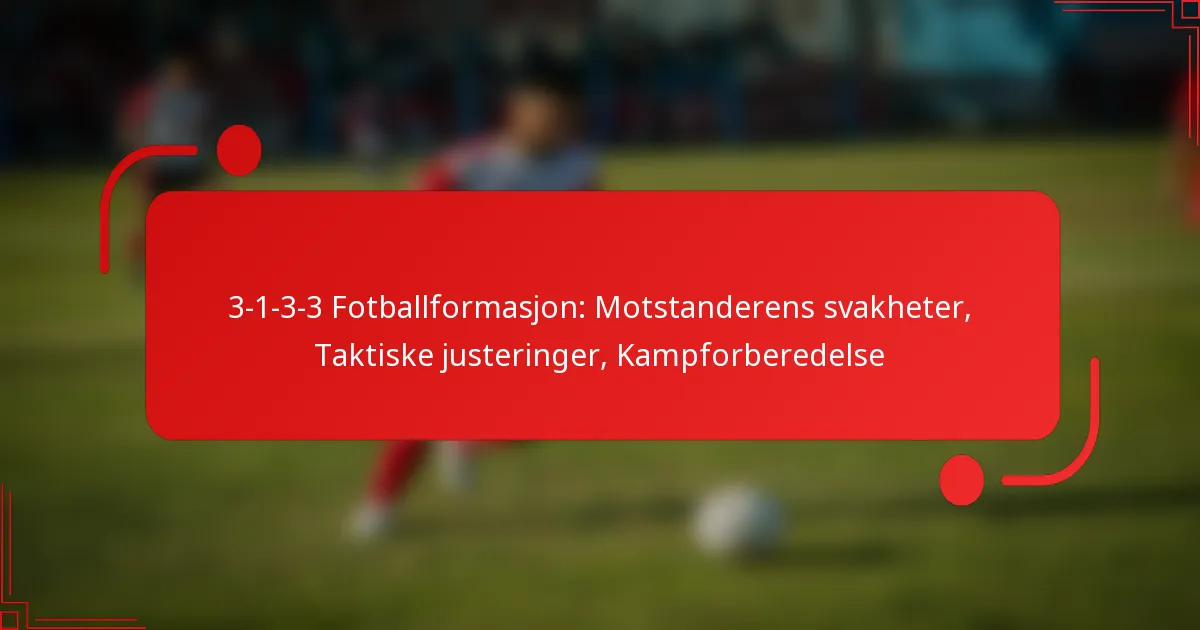 3-1-3-3 Fotballformasjon: Motstanderens svakheter, Taktiske justeringer, Kampforberedelse