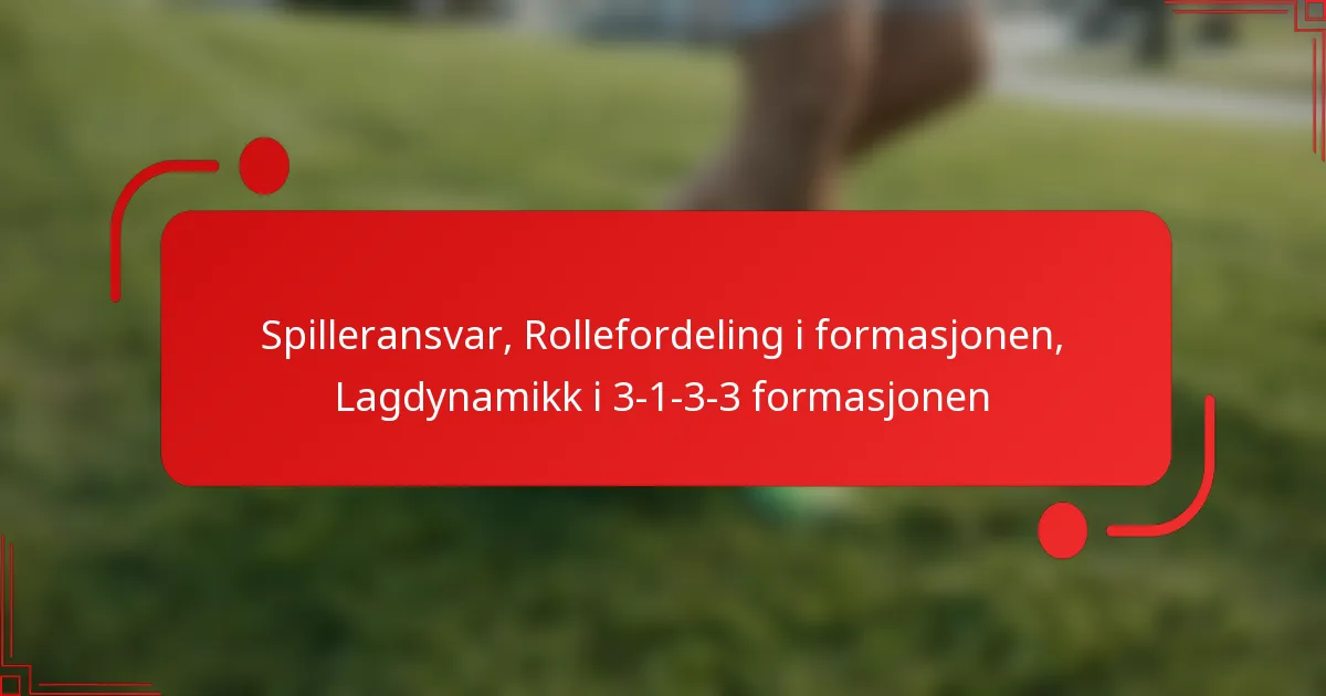 Spilleransvar, Rollefordeling i formasjonen, Lagdynamikk i 3-1-3-3 formasjonen