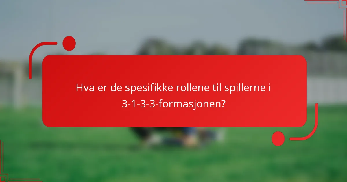 Hva er de spesifikke rollene til spillerne i 3-1-3-3-formasjonen?